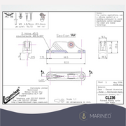 Clamcleat CL236 Kammklemme mit Oberrolle - silber Aluminium 3-6 mm Schotklemme