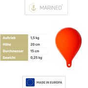 MARINEO Ankerboje I Kugelfender aufblasbar mit 1,5 kg Auftrieb – 15 x 20 cm