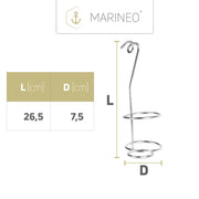 MARINEO Reling Getränkehalter Dosenhalter Flaschenhalter Bierhalter aus hochwertigem Edelstahl für Boot Garten oder Camping - 26,5 x 7,5 cm