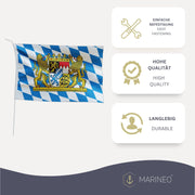 Marineo Gastlandflagge Bootsfahne Gastflagge Fahne Flagge für Boot oder Motorrad - 20 x 30cm, Bayern