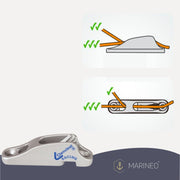 Clamcleat Seilklemme Racing Junior MK1 CL704 mit Leitöse - Aluminium, für 3 - 6 mm Tau