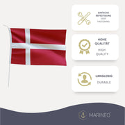 Marineo Gastlandflagge Bootsfahne Gastflagge Fahne Flagge für Boot oder Motorrad - 20 x 30cm, Dänemark