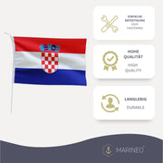 Marineo Gastlandflagge Bootsfahne Gastflagge Fahne Flagge für Boot oder Motorrad - 20 x 30cm, Kroatien