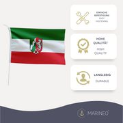 Marineo Gastlandflagge Bootsfahne Gastflagge Fahne Flagge für Boot oder Motorrad - 20 x 30cm, NRW Nordrhein-Westfalen