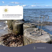 Marineo Strandkorb Getränkehalter Flaschenhalter Becherhalter Halter für Strandkörbe - für Gläser, Becher, Tassen, Flaschen - rostfreier Edelstahl, 2er Pack