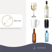 Marineo Strandkorb Getränkehalter Flaschenhalter Becherhalter Halter für Strandkörbe - für Gläser, Becher, Tassen, Flaschen - rostfreier Edelstahl, 2er Pack