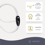 MARINEO 4er Pack Zeising Segeleinbinder Segelbinder Gummiseil mit Quick-Clip