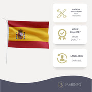 Marineo Gastlandflagge Bootsfahne Gastflagge Fahne Flagge für Boot oder Motorrad - 20 x 30cm, Spanien